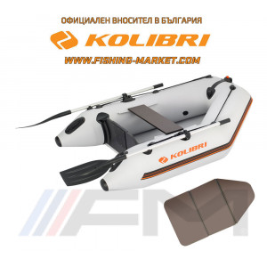 KOLIBRI - Надуваема моторна лодка с твърдо дъно KM-200 Book Deck Standard - светло сив